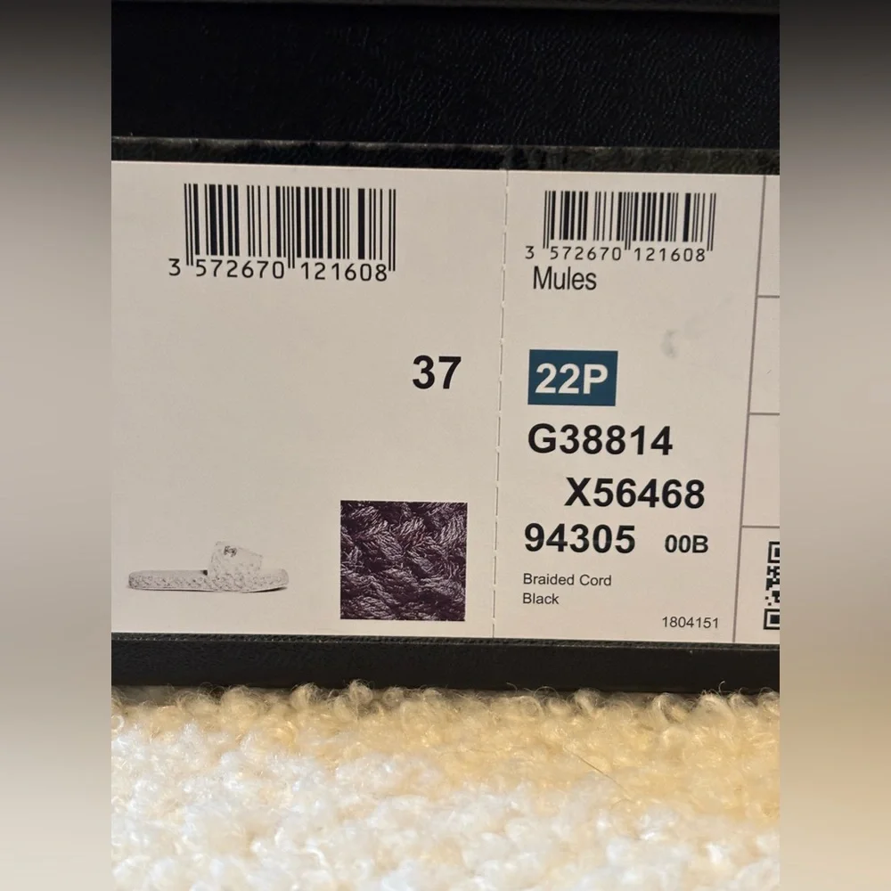 Authentic! CHANEL Braided Cord Black and Gray Woven (Slides Mules) - Picture 4 of 8